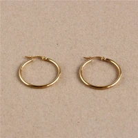 30mm titanium 316l stainless steel circle hoop earrings gold color vacuum plating no fade anti allergy