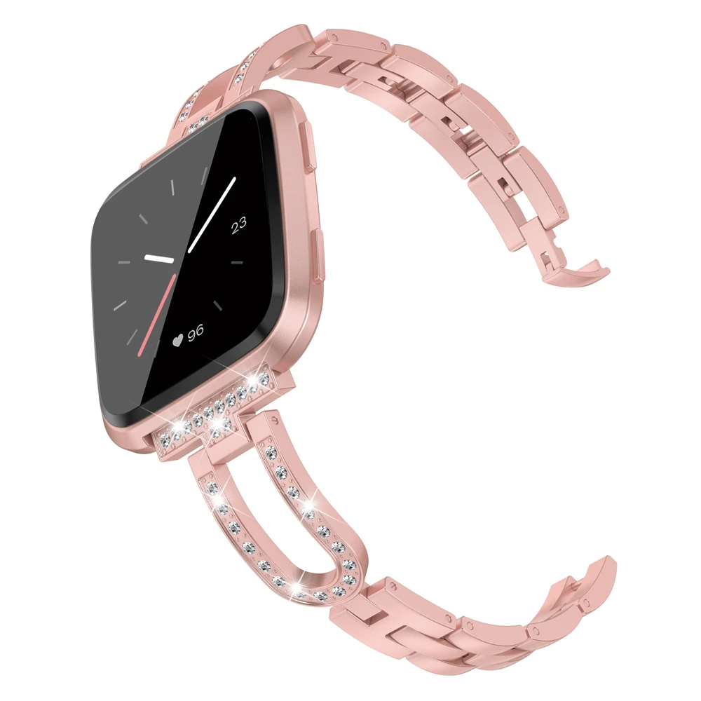 U-Design браслет со стразами для Fitbit Versa/Versa lite ремешок со стразами из нержавеющей стали, блестящий Браслет для Fitbit Versa