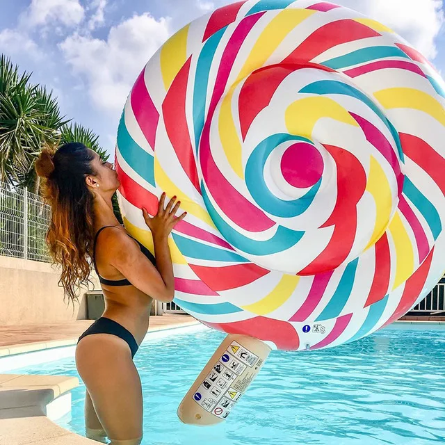 

200cm Giant Inflatable Lollipop Pool Float Lie-On Candy Swimming Ring For Adult Children Water Party Fun Toys Air Mattress boia