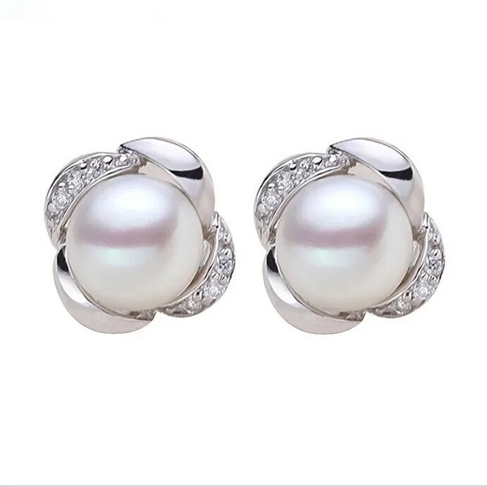 Женские серьги из серебра 925 пробы с натуральным жемчугом 8 9 мм|925 sterling|earrings real