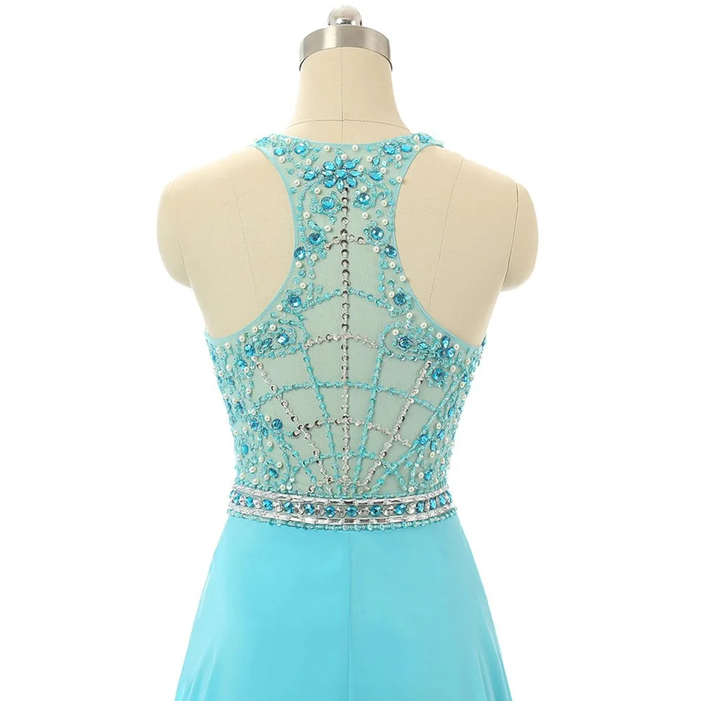 

BRLMALL Vestido De Festa Beaded Shiny Crystal Prom Dress 2017 A-Line chiffon Floor Length Long evening Dress Party Gowns