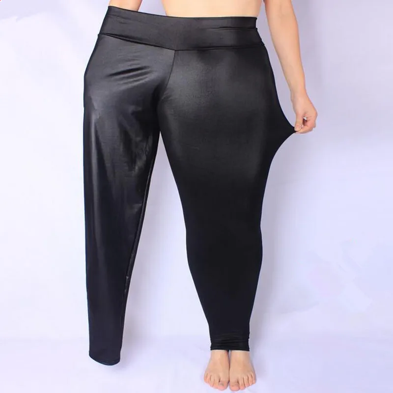 2019Donna 5XL размера плюс женские леггинсы черные леггинсы из искусственной кожи с высокой талией Эластичные Обтягивающие Брюки из эластичного материала K119S