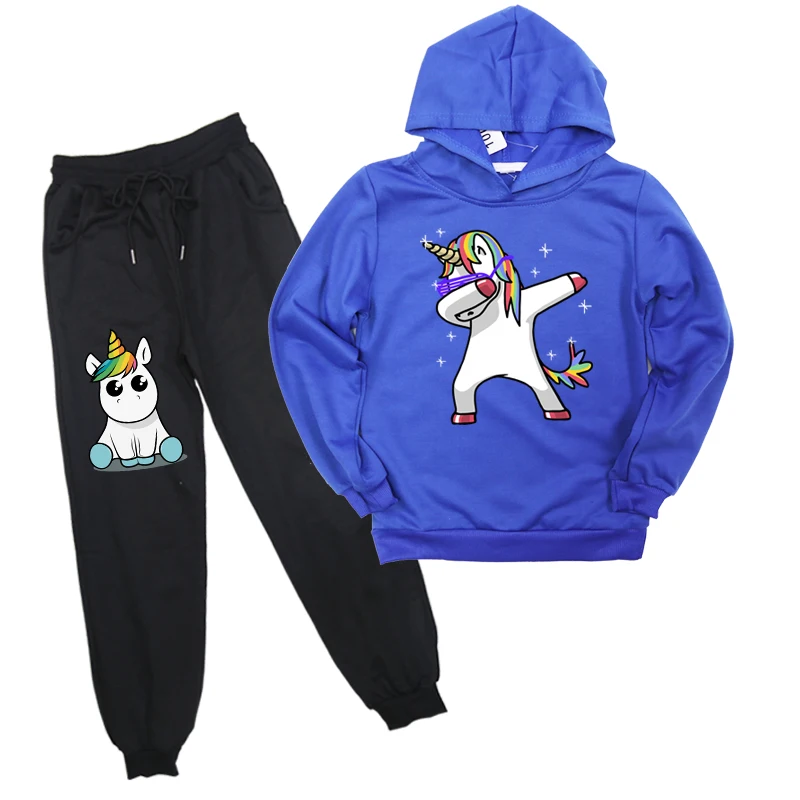 

Dabbing Unicorn Sweatshirt Pants Suit Hoodies Boys Girls Kids Pullover Cute Clothes Set Children Toddler Sportswear Tops
