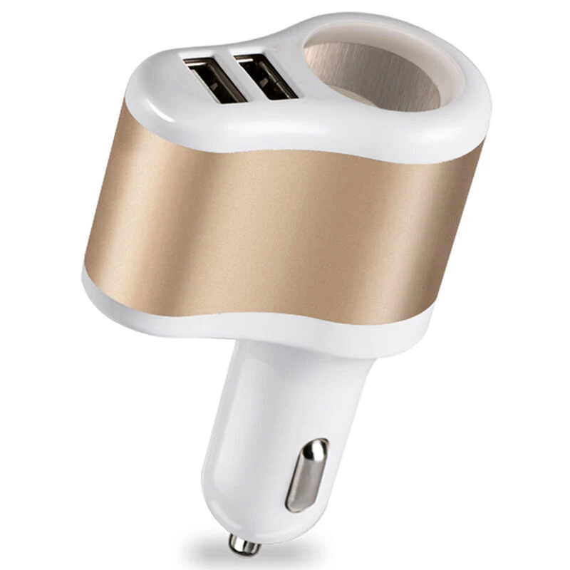 Gold Автомобильное зарядное устройство с двумя портами USB 3,1 А, 2 порта, 12-24 В, прикуриватель, быстрое автомобильное зарядное устройство, адаптер питания для Apple, iphone, Android, планшета - Тип штекера: Gold