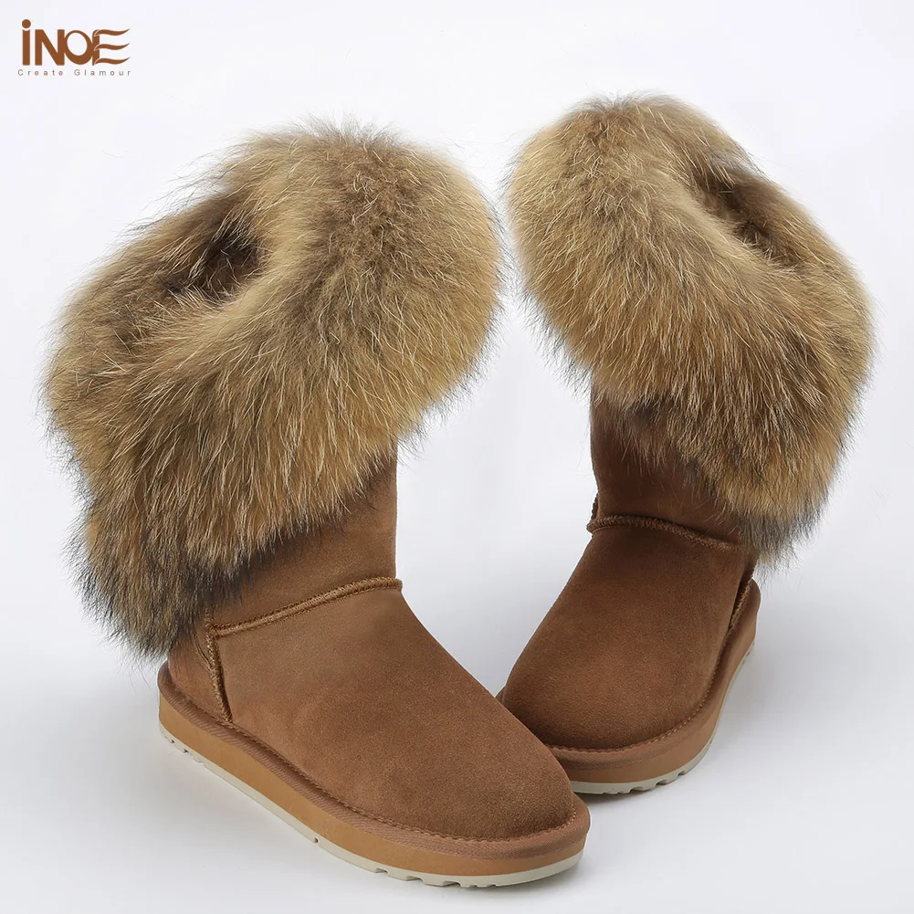Ботинки женские зимние из натуральной коровьей замши и лисьего меха|fur winter boots|snow