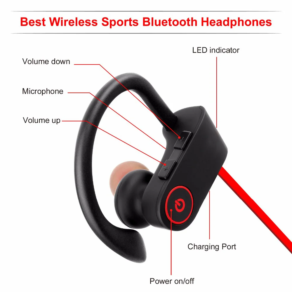 U8 Bluetooth гарнитура Спортивные наушники Стереонаушники с басами Aptx Handsfree Наушники