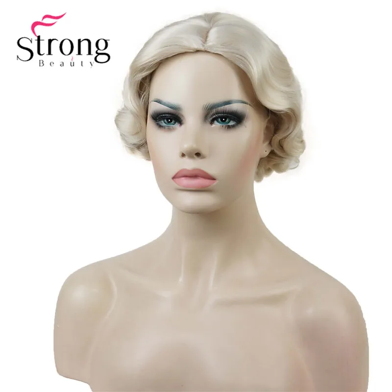StrongBeauty 1920's Flappers Короткий Палец Волна светильник блонд полный синтетический парик