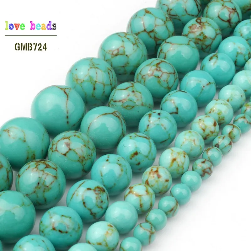 

4/6/8/10/12mm Second Generation Green Howlite Stone Beads for Jewelry Bracelet Making Round Loose Beads Strand 15''