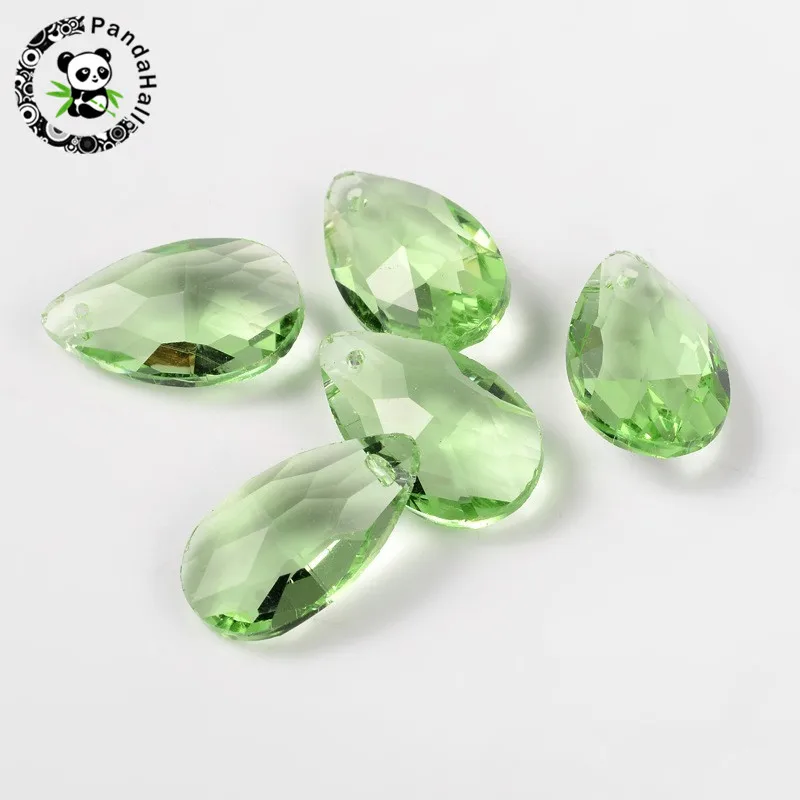 PaleGreen 100 шт граненая капля стеклянная бусина Подвеска для браслета аксессуары для изготовления украшений DIY - Цвет: PaleGreen