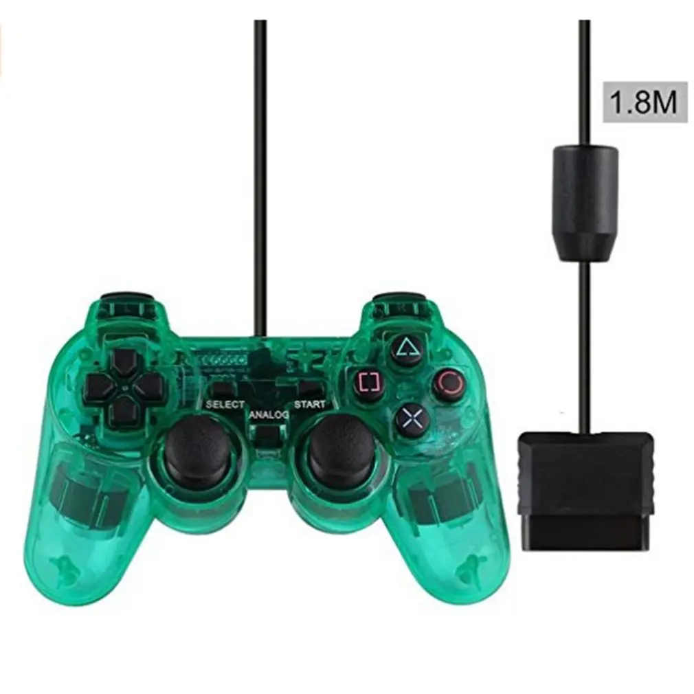 green Проводные контроллеры геймпады для sony PS2 Playstation 2 Dual Shock консоль для видеоигр джойстик геймпады длинный кабель джойстик - Цвет: green