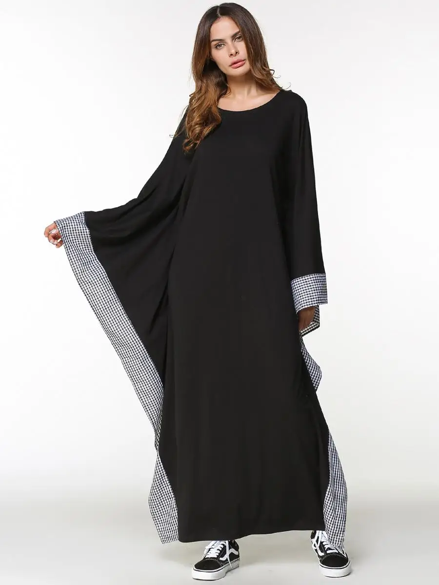 Мусульманское женское платье с рукавами «летучая мышь» abaya PrayerKaftan оверсайз Длинное Макси платье из Дубаи исламский свободный халат арабский Средневосточный