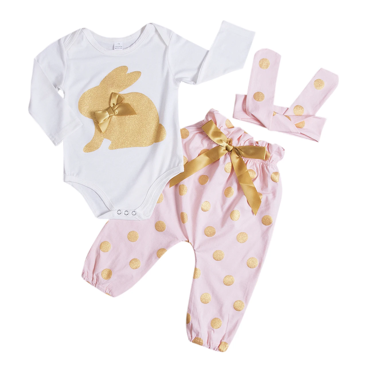 

Cute Baby Girls Clothing Sets Easter Costumes Bunny Playsuit Pants Headband Outfit Set 3Pcs Set