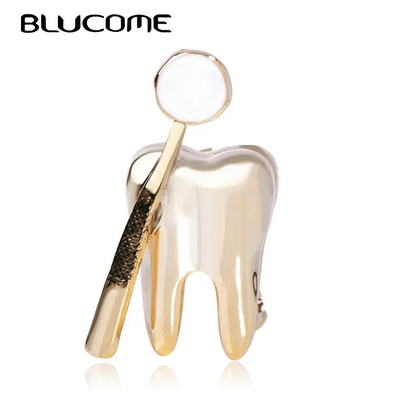 Женская эмалированная брошь Blucome золотистая с зеркальным Ротом ювелирное