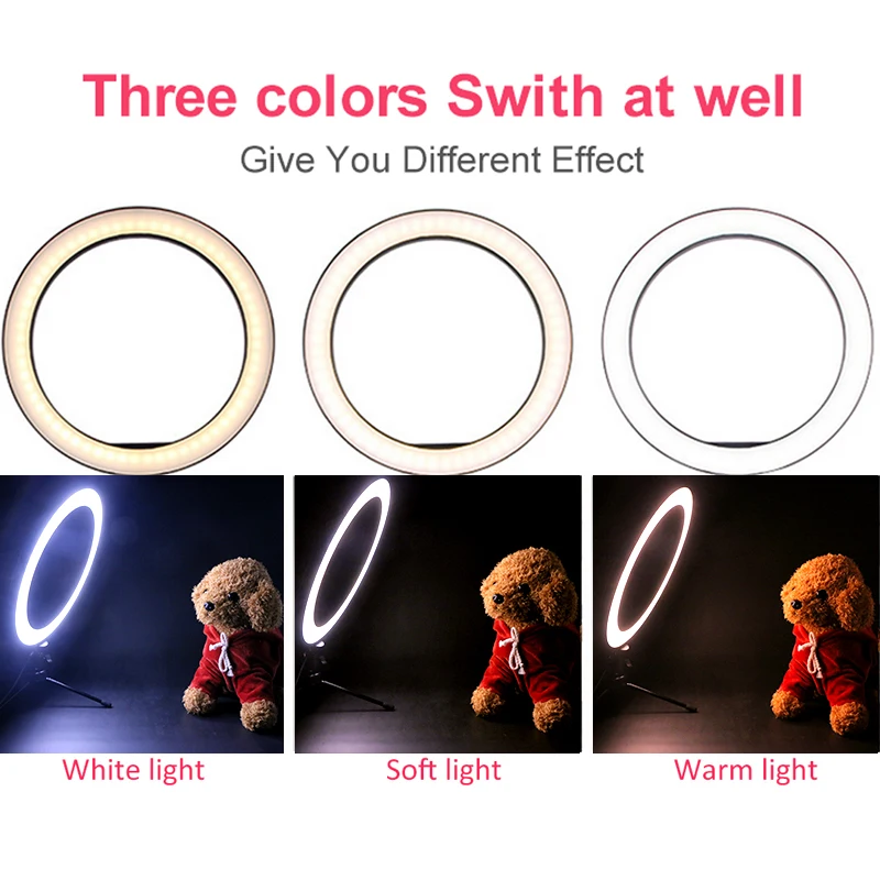 Кольцевая Светодиодная лампа для селфи приглушаемый светильник смартфона с