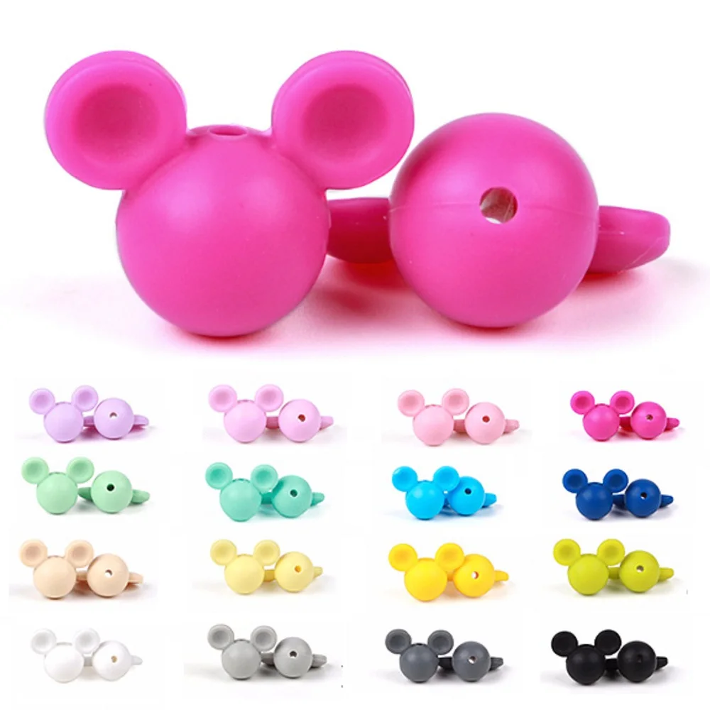 

TYRY.HU 10Pcs Silicone Beads For Baby Teething Pendant Silicone Mouse Shape Beads Pacifier Clips BPA Free silicone Teether Toys