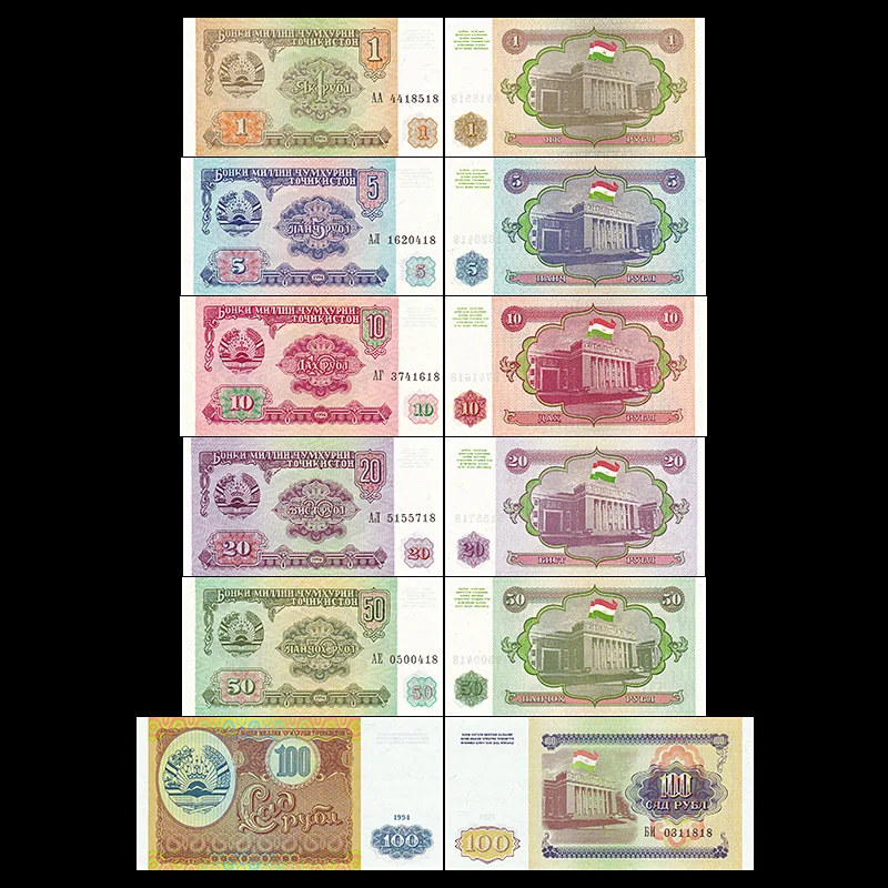 Набор из 6 предметов 1 100 рублей 1994 UNC коллекция оригинальный