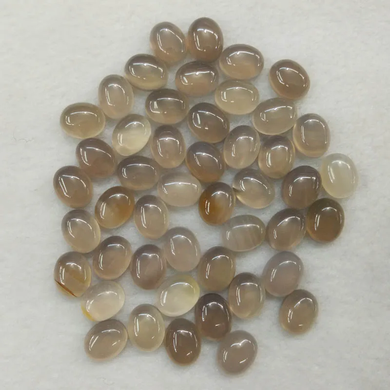 

2016 Fashion high quality natural grey onyx Oval CAB CABOCHON 8x10mm stone beads for jewelry making wholesale 50pcs/lot free