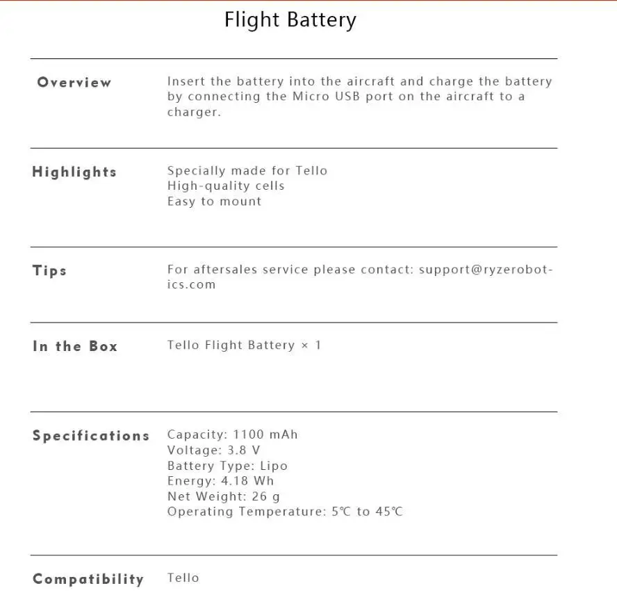 LeadingStar 1100 mAh 3 8 V аксессуары для аккумулятора Tello Drone Flight Battery Accessories zk30|Детали и