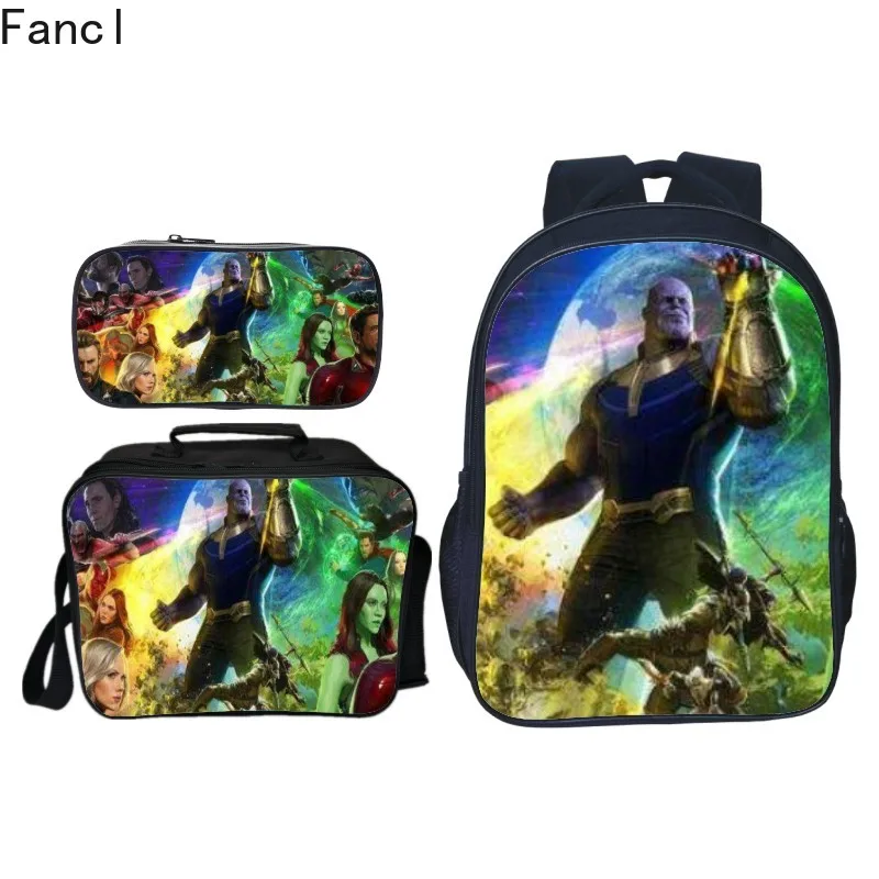 New 3Pcs/Set Hot Sale Printing Cartoon Avengers Kids Baby School Bags Backpack Hero Children Schoolbag for Boy Bookbag |