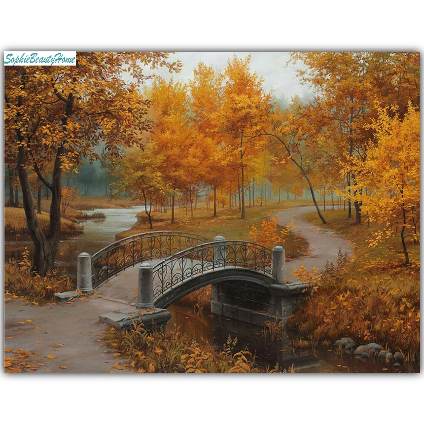 

Sophie beauty home 5D DIY diamond embroidery autumn maple leaf cross stitch Plaza Mosaic home wall decoration gifts