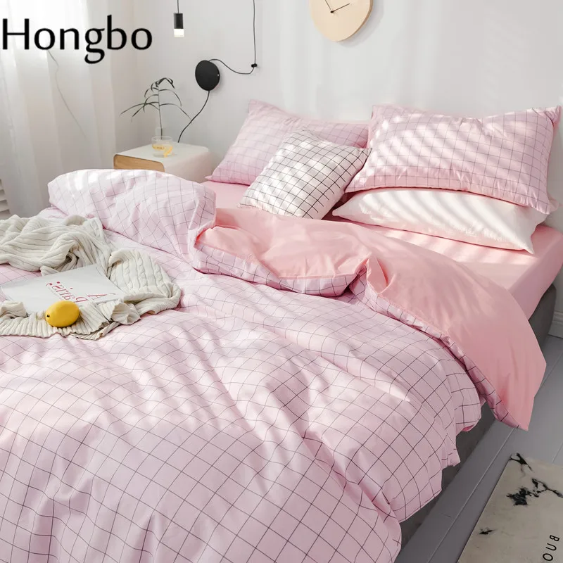 Hongbo розовый сетчатый принт, хлопок, пододеяльник, пододеяльник, простыня, наволочка, набор постельного белья queen