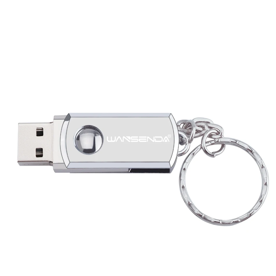 WANSENDA брелок, USB флеш-накопитель, 128 ГБ, металлическая ручка, 4 ГБ, 8 ГБ, 16 ГБ, 32 ГБ, 64 ГБ, Вращающаяся USB карта памяти, реальная емкость, флешка