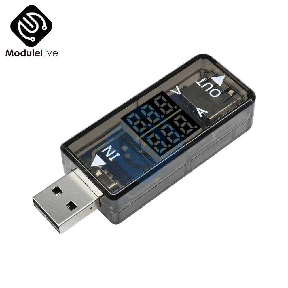 Мини 5 в USB измеритель напряжения тока тестер Красный Синий Вольтметр Амперметр Детектор двойной цифровой 3,3-18 в 0-3A для мобильного телефона черный