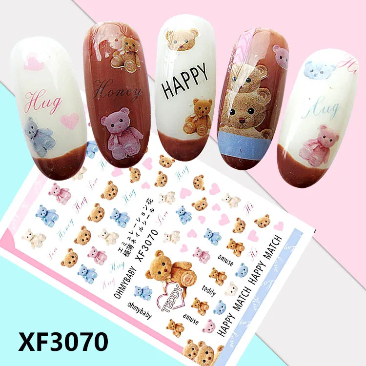 BXF3070 Мультфильм Тип! Лак для ногтей задний клей деколь декорации Дизайн Наклейка для ногтей Советы красоты - Цвет: BXF3070