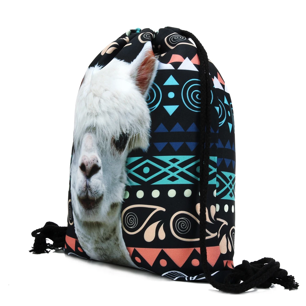 Женский рюкзак с 3D-принтом llama aztec модный дорожный на шнурке мягкой спинкой для