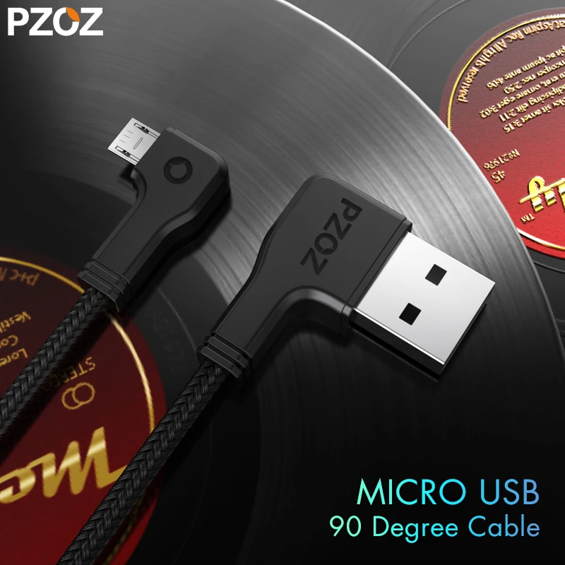 Кабель micro usb PZOZ 90 градусов нейлоновый шнур для быстрой зарядки и синхронизации