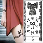 1 лист, водостойкая черная тату-наклейка с бантом