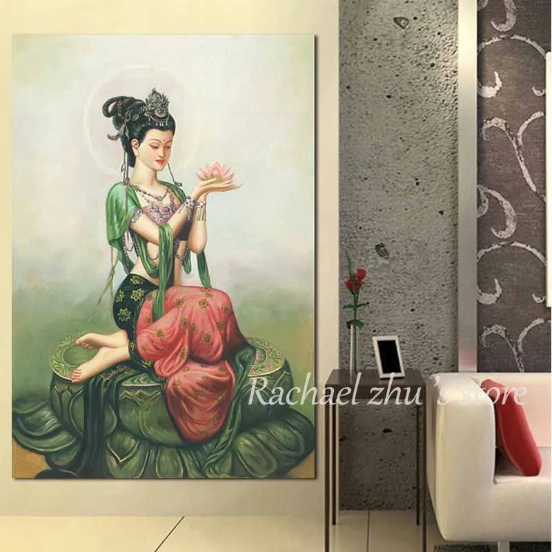 Высокое качество китайский Bodhisattva Настенная картина маслом на холсте украшение
