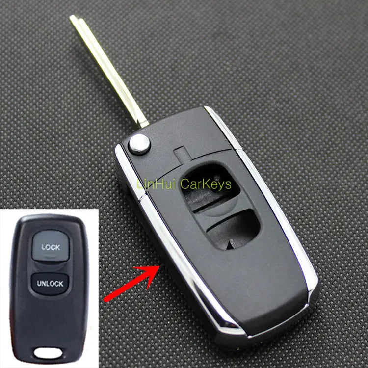 

PINECONE for MAZDA 323 FAMILY Key Shell 2 Buttons Uncut Brass Blade Remote Blank Key Metal Bright Side ABS Case 1 PC No Light