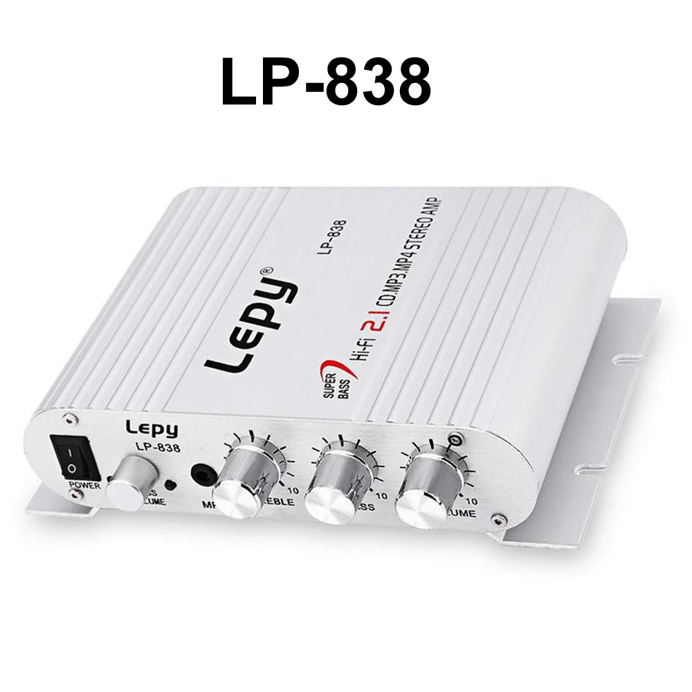 Автомобильный усилитель LP-838 Hi-Fi стерео сабвуфер аудио для смартфонов