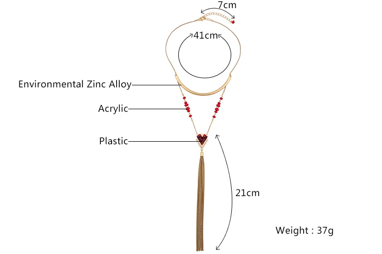 Длинное ожерелье с подвеской и кисточками античное золотистое многослойное