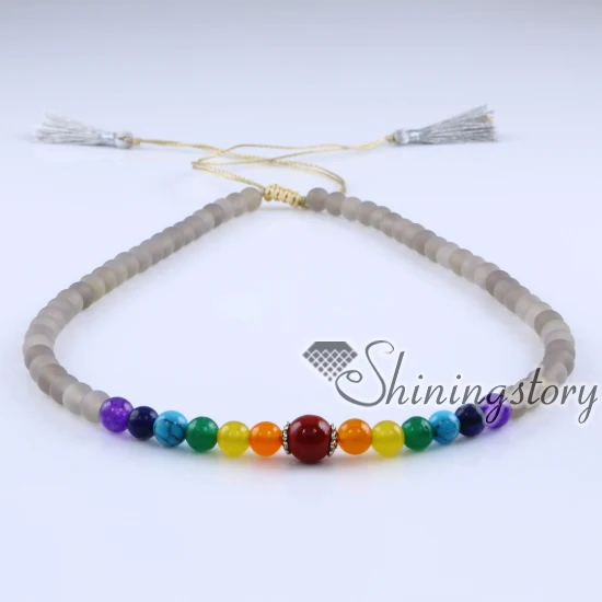 7 chakra necklace with tassel healing jewelry handmade wholesale spiritual yoga jewellery real leather | Украшения и аксессуары
