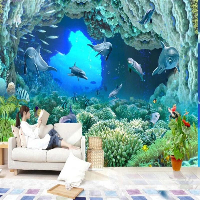 3d обои на заказ очень прозрачные для подводного мира настенная живопись |