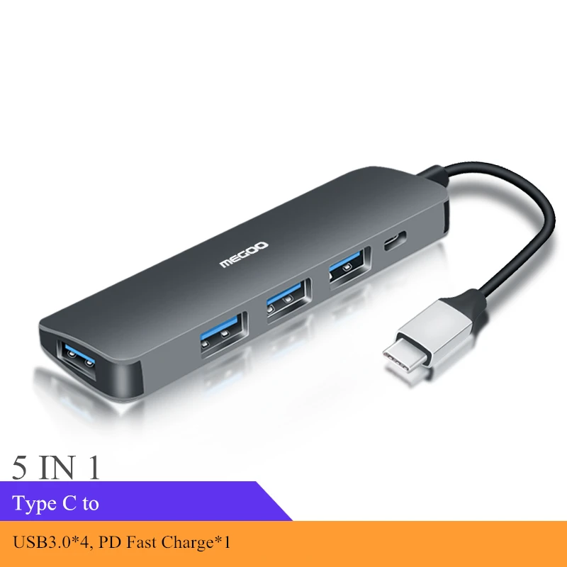 Megoo Тип C док-станция для ноутбука USB C к VGA/HDMI/Ethernet/USB3.0/Кардридер/Аудио/PD для Surface Pro/Mac Pro type C ноутбука - Цвет: 5 in 1
