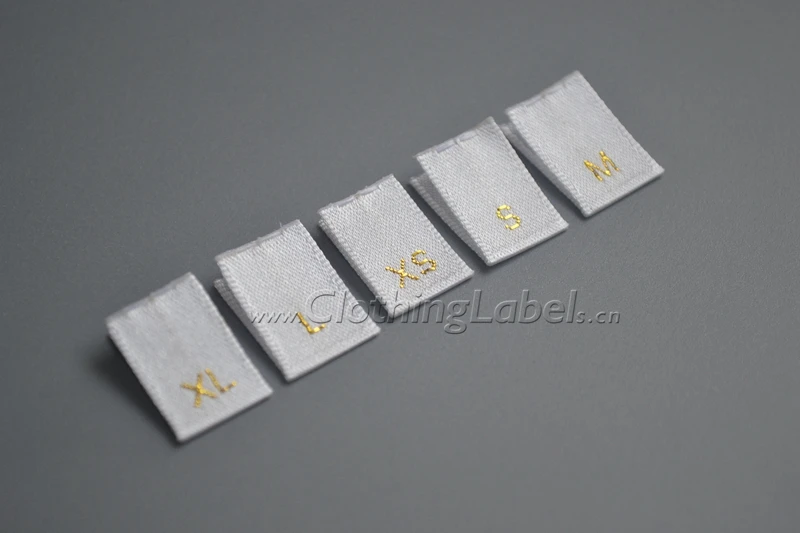 custom fabric woven clothing labels white background gold logo with size label. Price doesn't include label | Дом и сад
