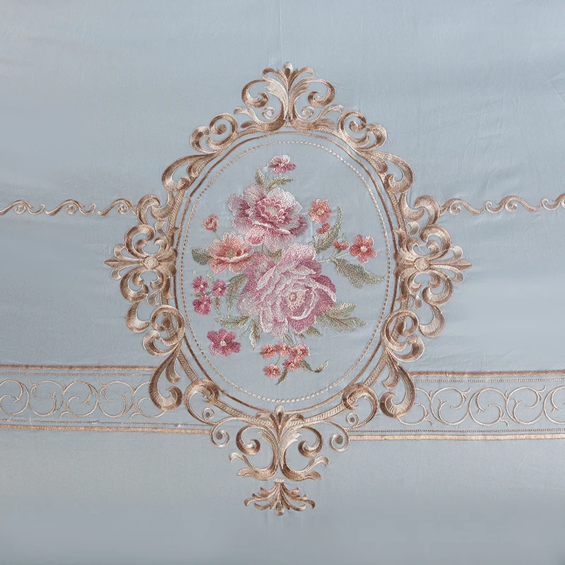 Роскошный Европейский дворец 100 S постельное белье из египетского хлопка набор королевская вышивка зеленый синий розовый пододеяльник простыня/льняной чехол для подушки