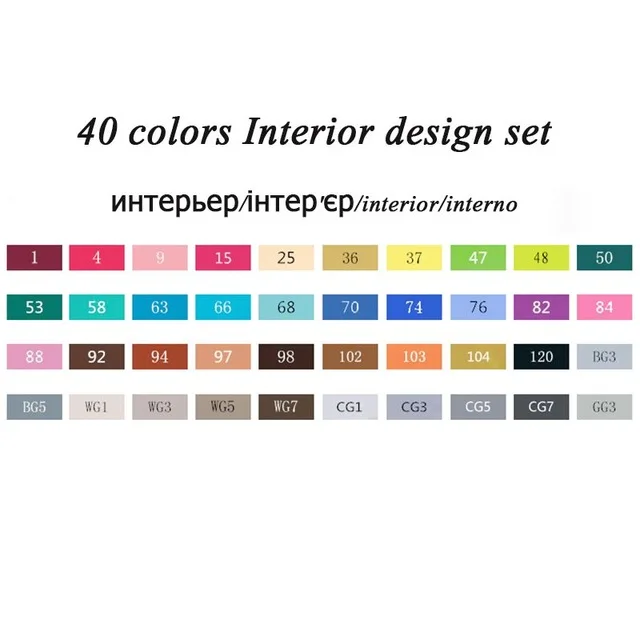 40 Interior Set TOUCHFIVE 168 цветов, набор маркеров для творчества, двойная головка, эскизные маркеры, ручка для манги, дизайн для рисования, лайнер, маркеры, художественные канцелярские принадлежности - Цвет: 40 Interior Set