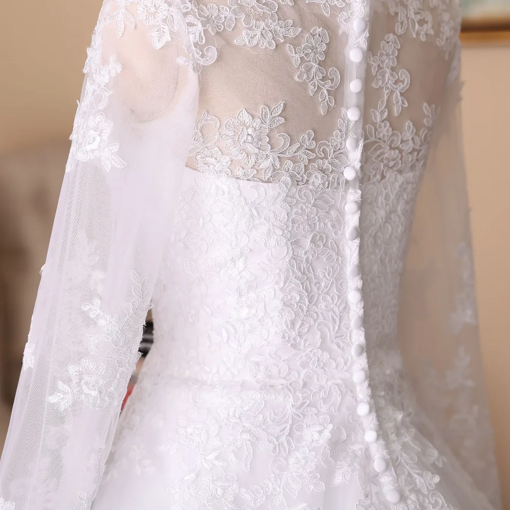 Женское свадебное платье в мусульманском стиле кружевное с длинным рукавом и