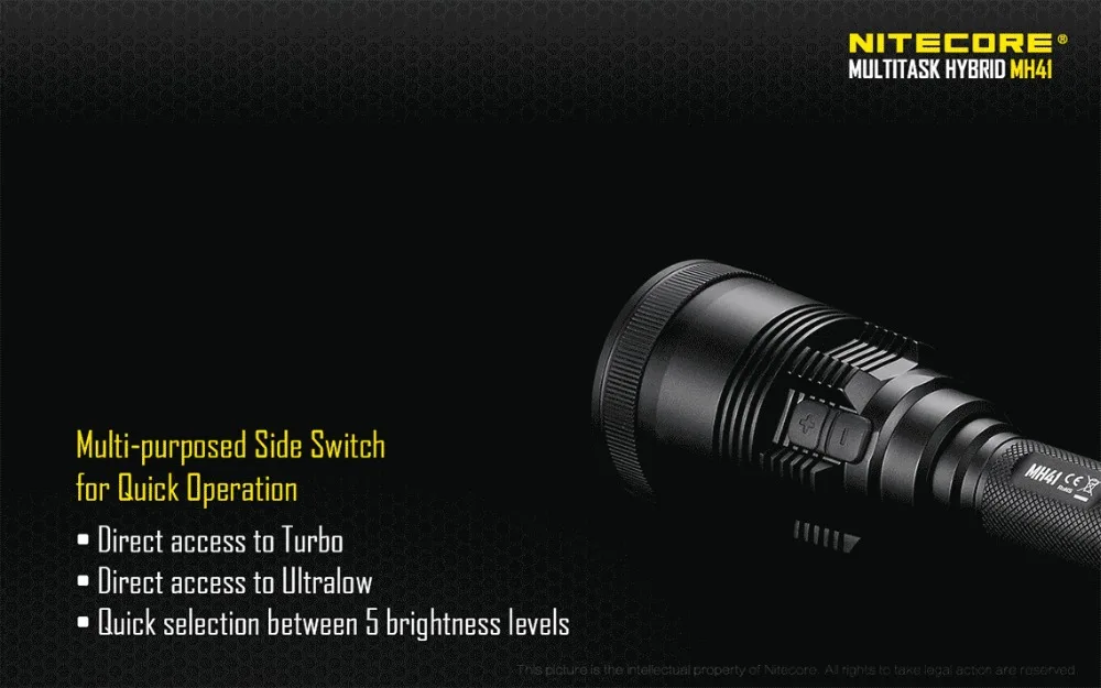 NITECORE MH41 перезаряжаемый фонарик CREE XHP50 max 2150LM дальность луча 495 м тактический фонарь с 2*18650 2300 mAh батареей