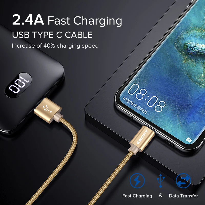 Кабель EECPT USB Type-C для Xiaomi Redmi Note 7 быстрая зарядка шнур мобильный телефон кабель