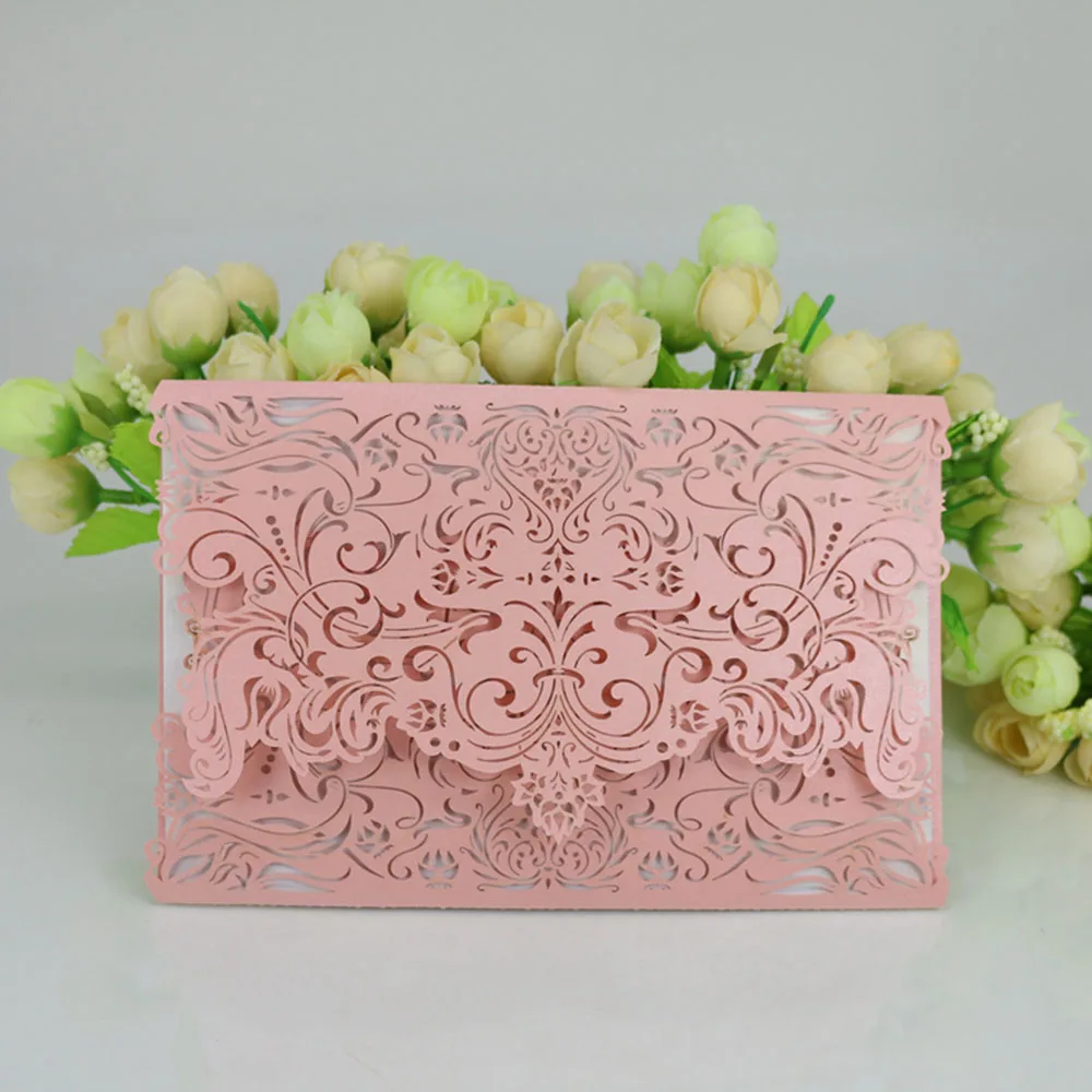 10 шт. свадебные пригласительные открытки с изящным резным цветочным узором