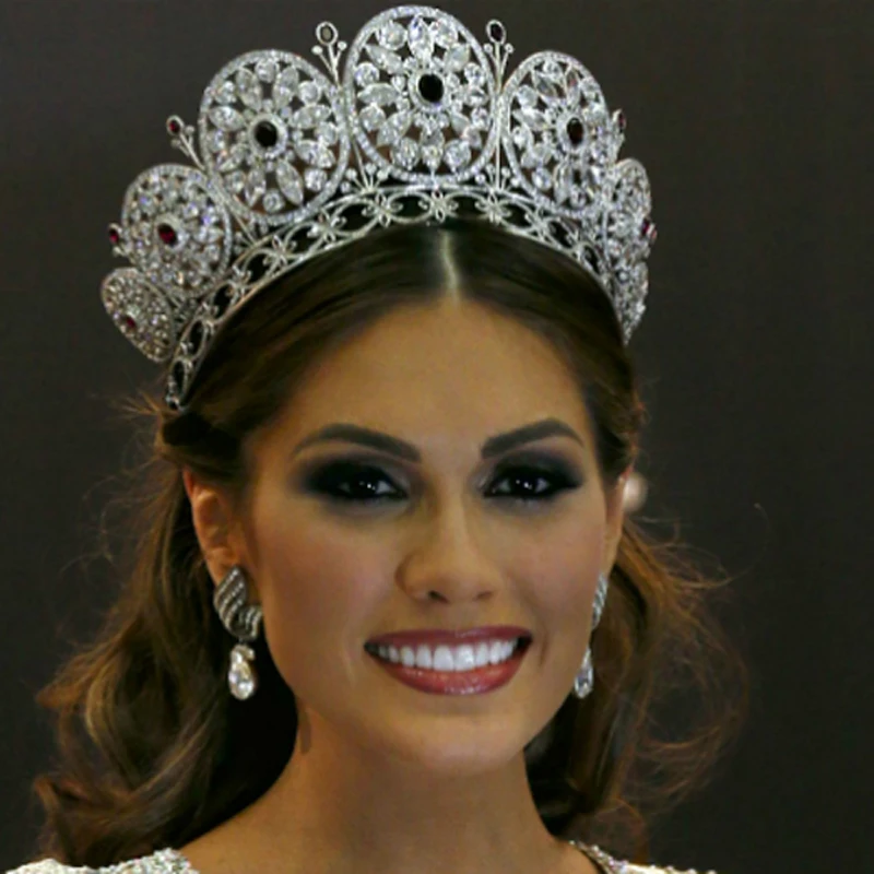 Роскошная большая Высококачественная круглая корона Корона miss world со стразами