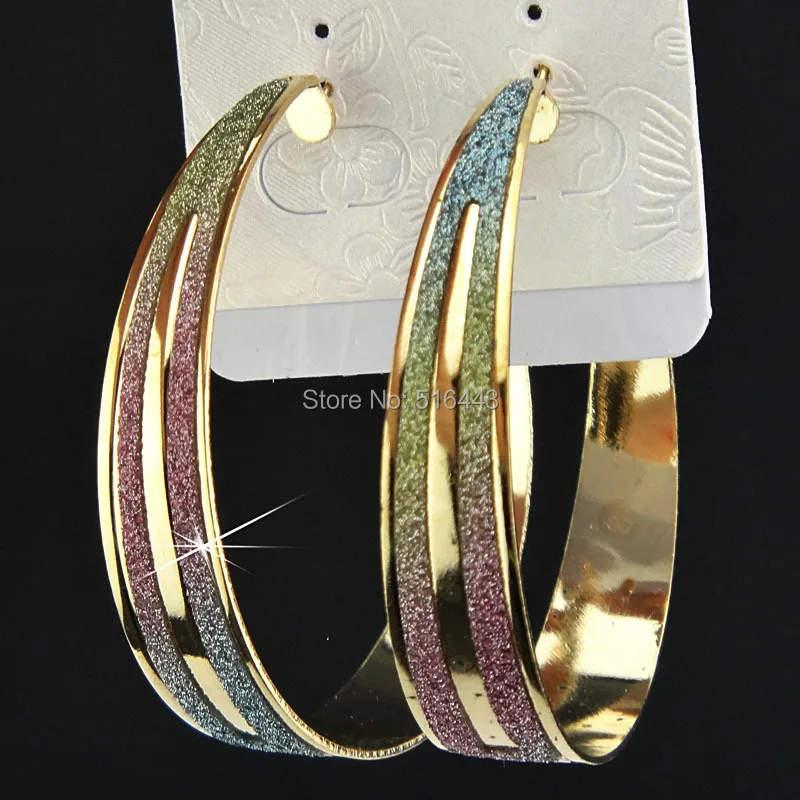 Женские Разноцветные серьги-кольца A1053 модные разноцветные золотые для