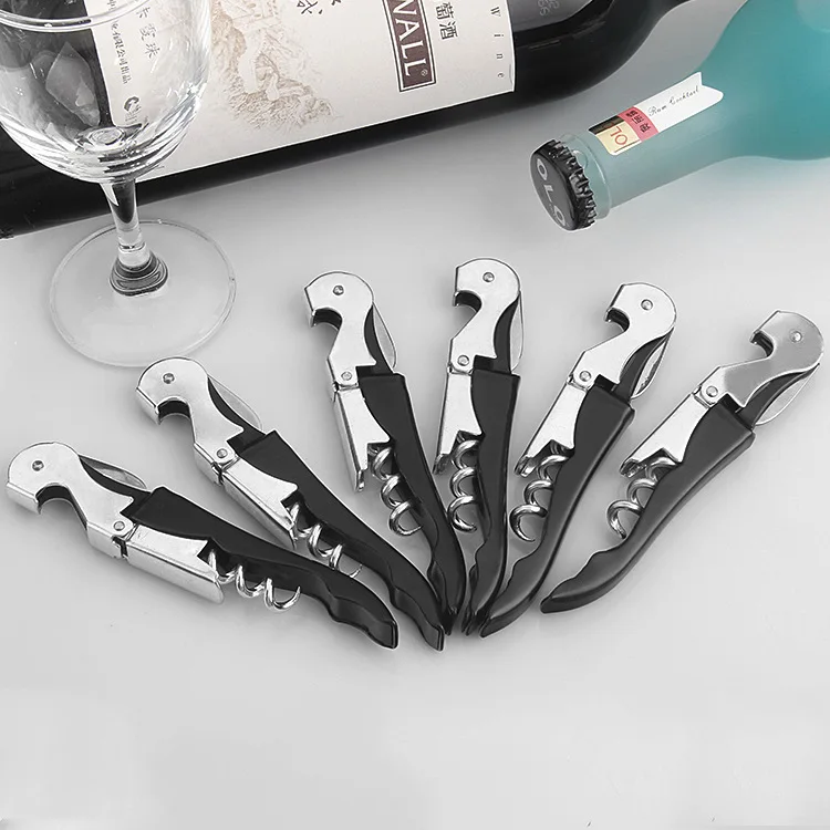 

500Pcs/Lot Multi Function Soft Velvet Touch Waiters Double Hinge Corkscrew Screw Corkscrew Wine Key Bottle Cap Opener