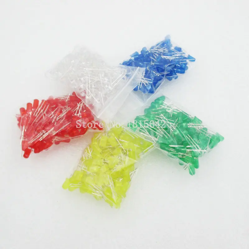 500PCS/LOT 5MM LED Diode Kit Mixed Color Red Green Yellow Blue White Led Light DIY Free Shipping | Электронные компоненты и