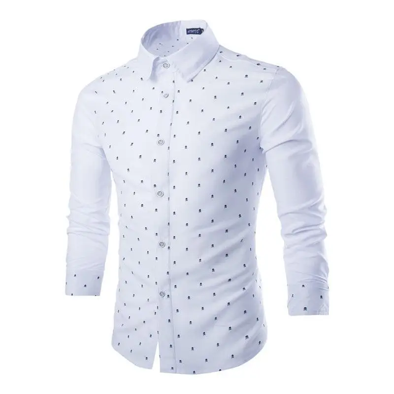 Хлопковая мужская рубашка повседневная классическая в горошек Camisa